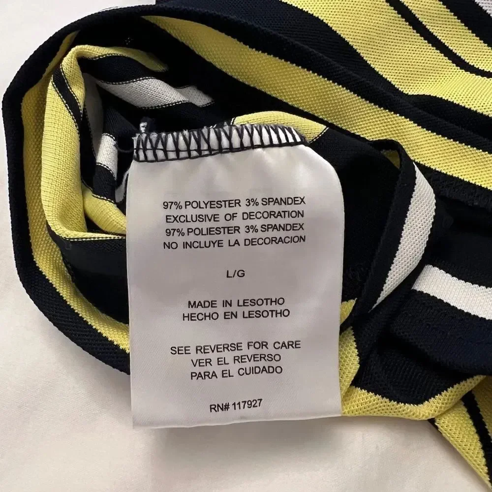 HEAD Tennis Golf Performance Polo Navy Yellow Striped Men’s Large
